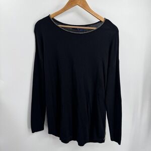 Apt. 9 Sweater Womens M Black Lurex Trim Tunic Boat Neck Long Sleeve New